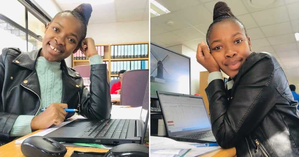 A young lady from Johannesburg is excited about obtaining a new job as an admin assistant