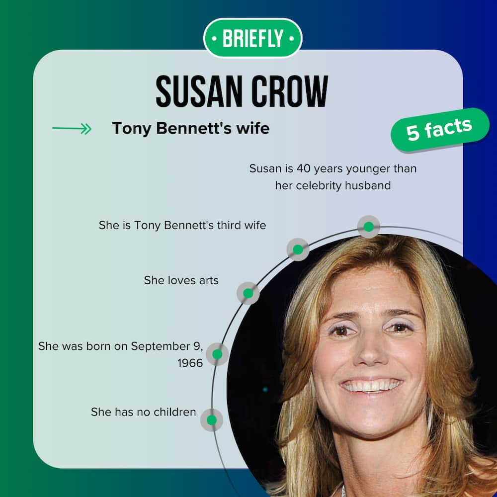 Who is Susan Crow? Get to know Tony Bennett's wife - Briefly.co.za