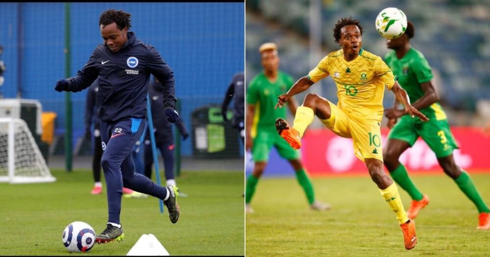 Mzansi football fans have voiced their unhappiness over Percy Tau's situation in England. Image: Twitter