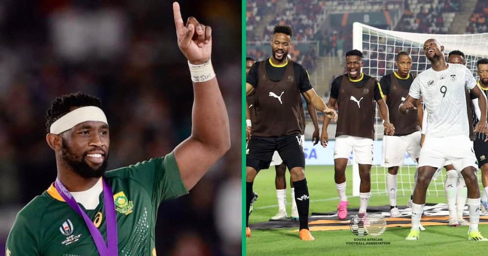 Springboks captain Siya Kolisi celebrated Bafana Bafana's win against Morrocco early in the morning with a TKZee epic song.