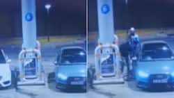 Video reveals Mercedes driver hijacking an Audi at petrol station
