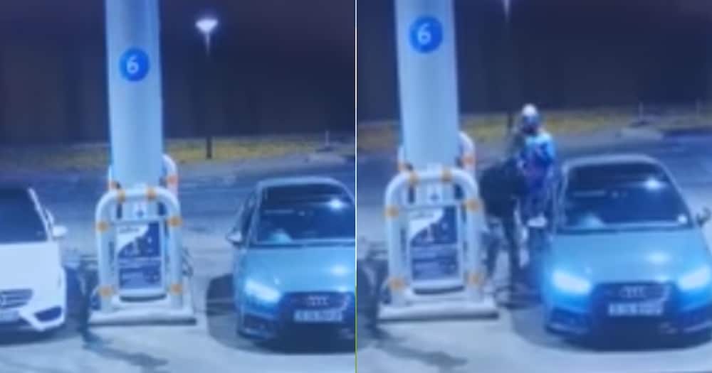 Video reveals Mercedes driver hijacking an Audi at petrol station