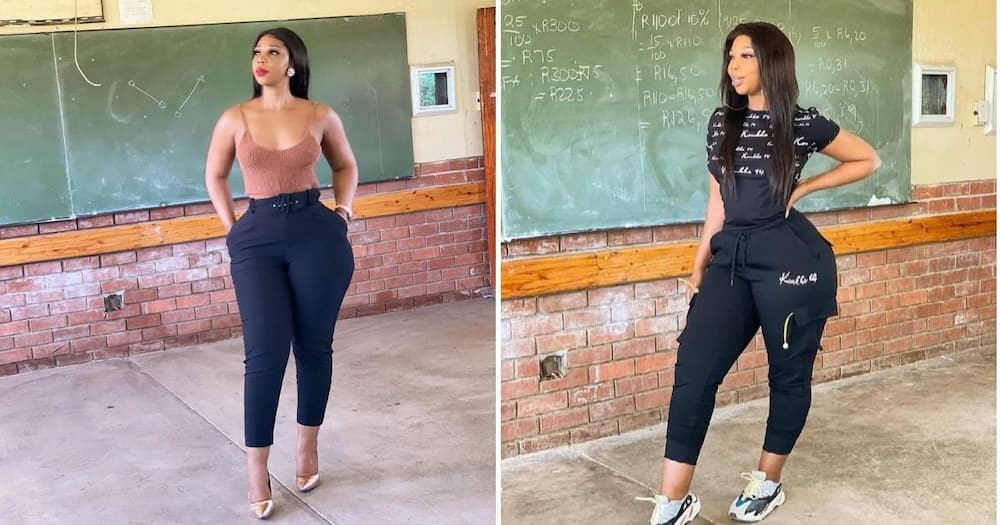 A South African teacher is causing a storm on social as Mzansi fans react to her maths exercise. Image: Twitter