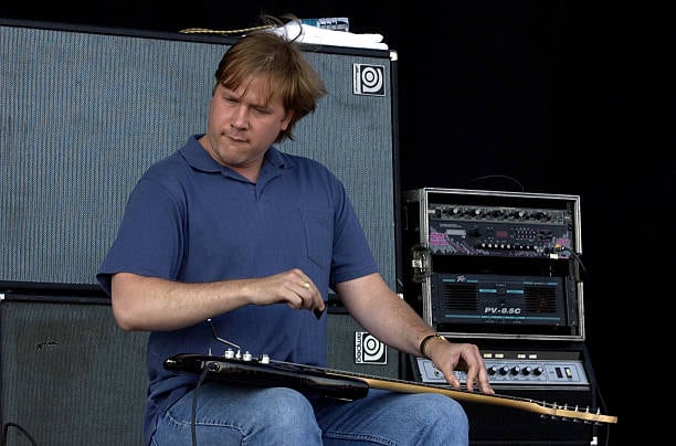 white blind piano player Jeff Healey at the Downsview Park