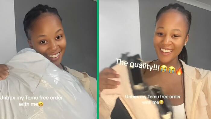 Woman excited as she unboxes her free online order: "Temu came through"