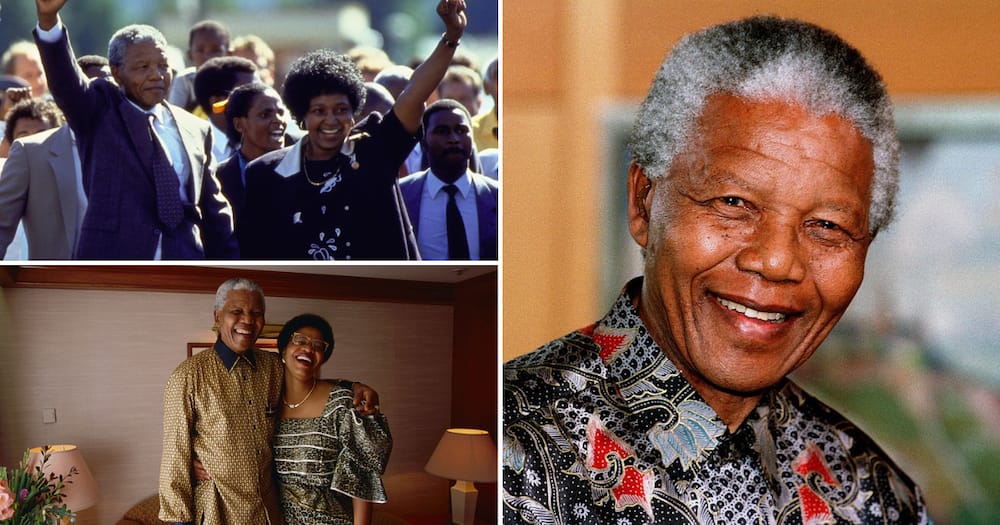 Nelson Mandela with his wives, Winnie Mandela and Graça Machel