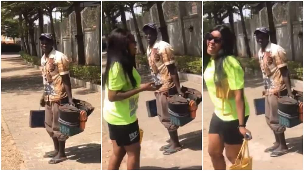 Shoemaker in Abuja entertain lady with sweet beats made with box, video stirs reactions