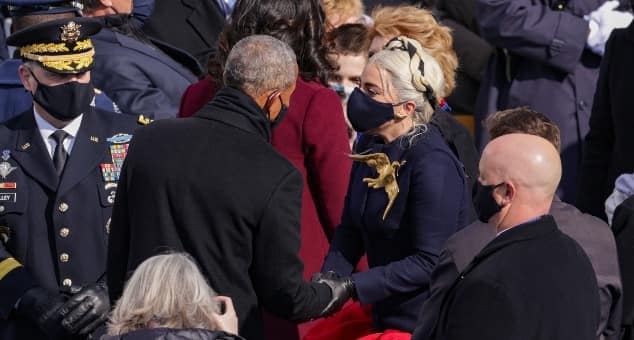 Lady Gaga stuns at Biden's inauguration, sings national anthem with golden mic