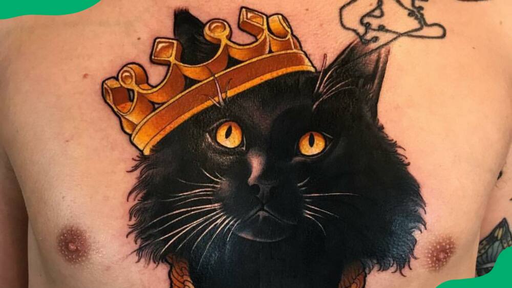 Cat with crown tattoo