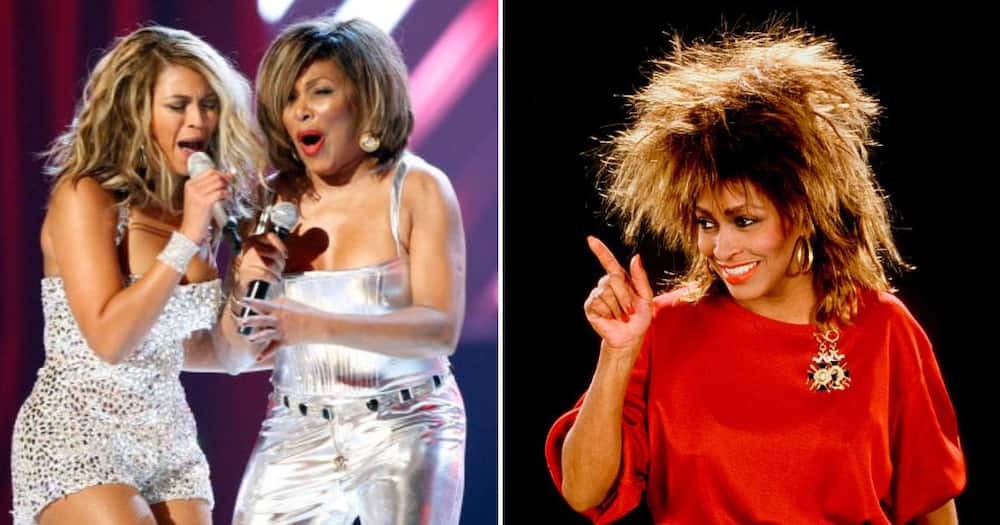 Singer Beyonce and singer Tina Turner on stage at the 50th Annual GRAMMY Awards at the Staples Center on February 10, 2008