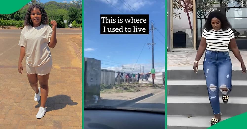 A woman shows South Africa where she used to live and where she lives now