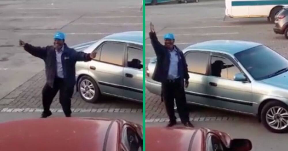 A man bought himself a new car and celebrated with a dance because he was happy
