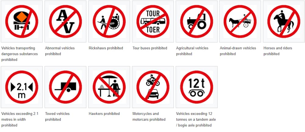 Road signs in South Africa and their meanings