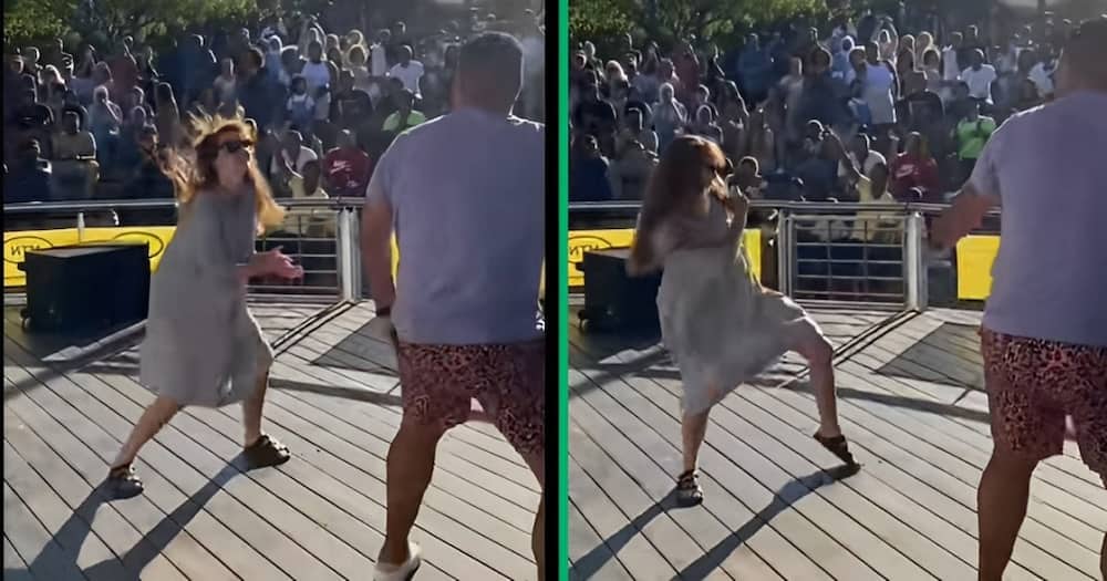 A TikTok video of a woman dancing to 'Sister Bethina' in South Africa.