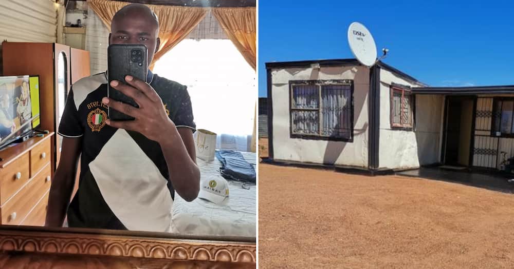 Facebook user Prince Malungane and his humble home