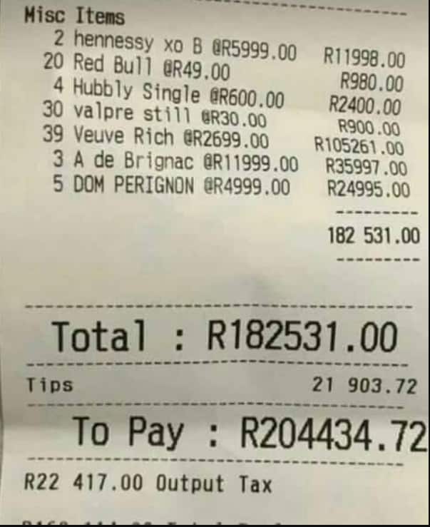 R185 2500 alcohol bill