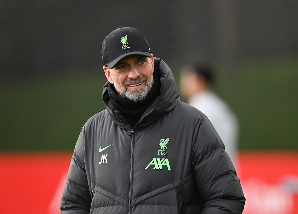 Jurgen Klopp manager of Liverpool during a training session at AXA Training Centre