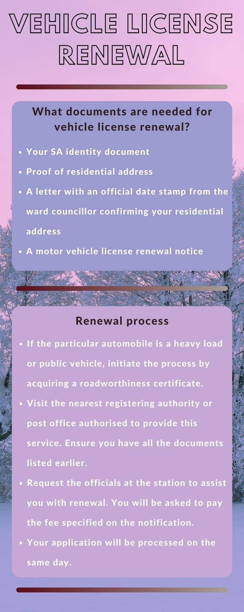 Vehicle license renewal
