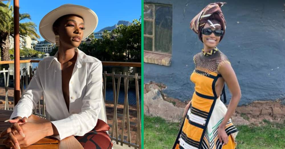 Zozibini Tunzi looked amazing in a stunning Umbhaco outfit she posted on Instagram.
