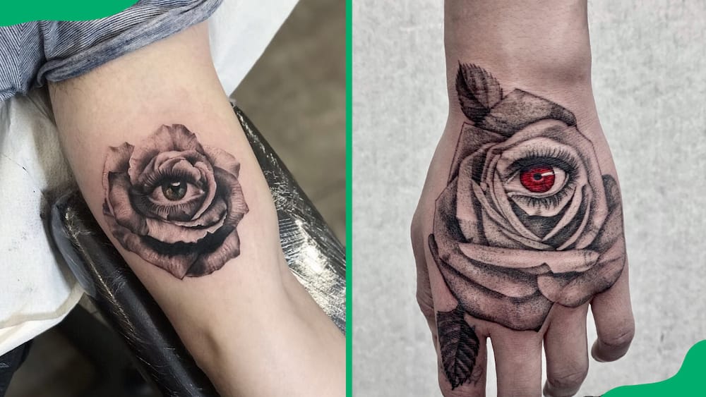 Eye and rose tattoo