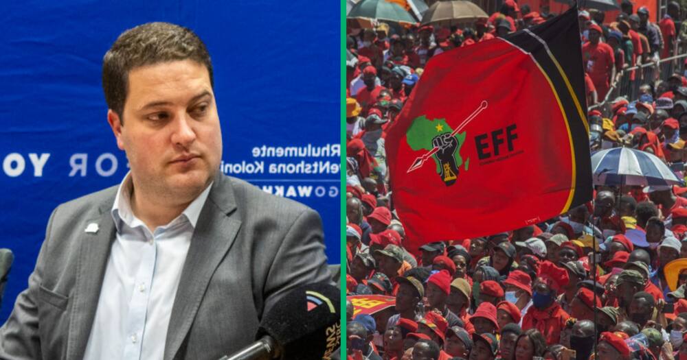Cape Town Mayor Geordin Lewis-Hill slammed the EFF for disrupting his address at a council meeting