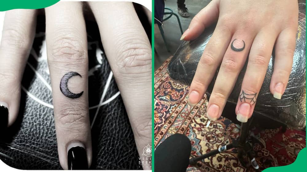 Crescent finger tattoo