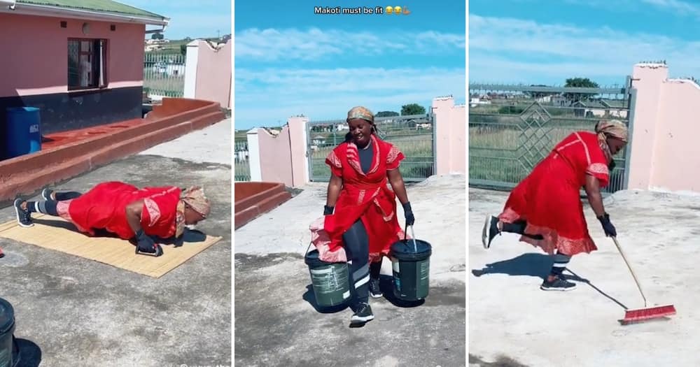 A video of a fit makoti doing gruelling excercises in overall went viral