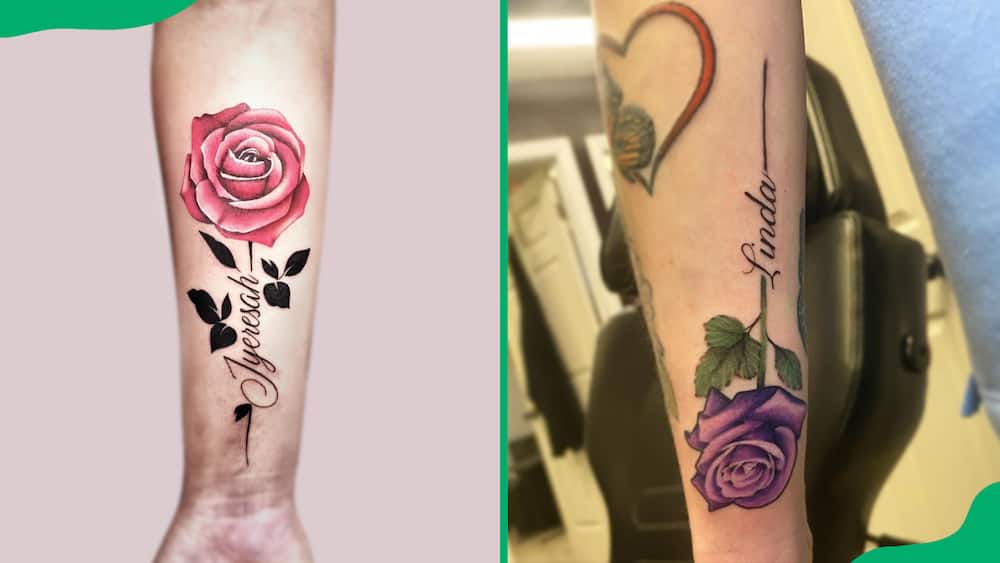 Name rose tattoos