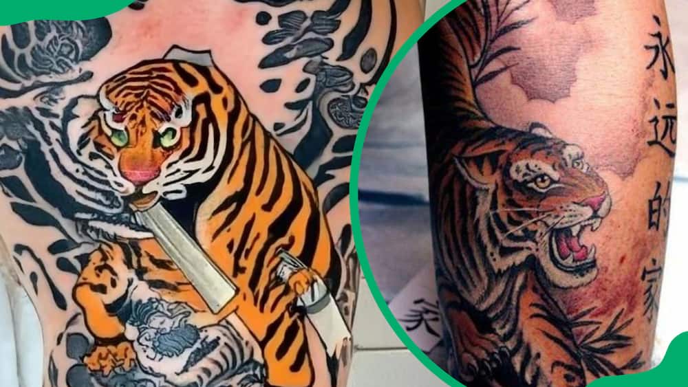 Tiger and Kanji tattoo design