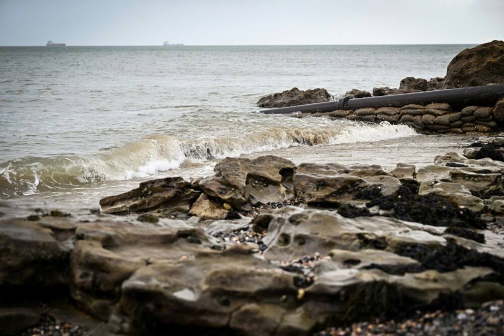 A Combined Sewer Overflow on Ryde Beach on the Isle of Wight on March 30, 2023