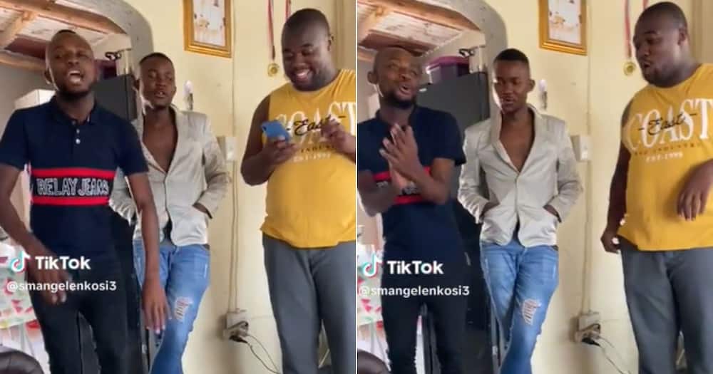 Three guy sing African gospel hymn version of Happy Birthday