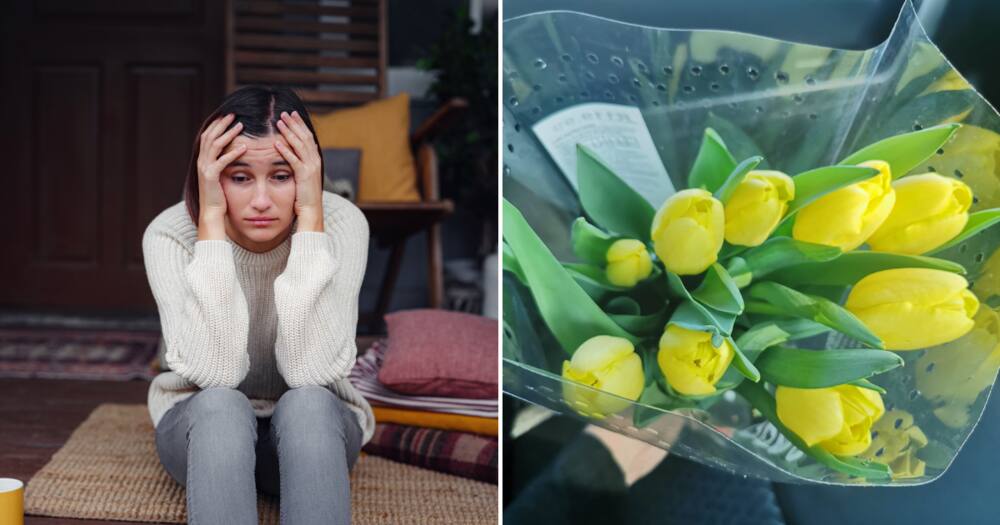 A selfless cashier gave a saddened woman some flowers to lighten her mood