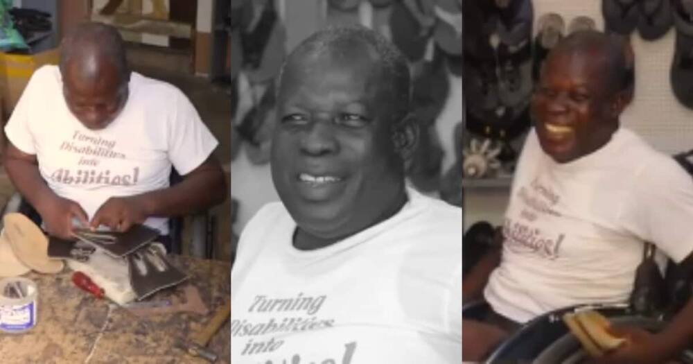 Joseph Mensah: Meet the Ghanaian physically challenged shoemaker who runs his own business