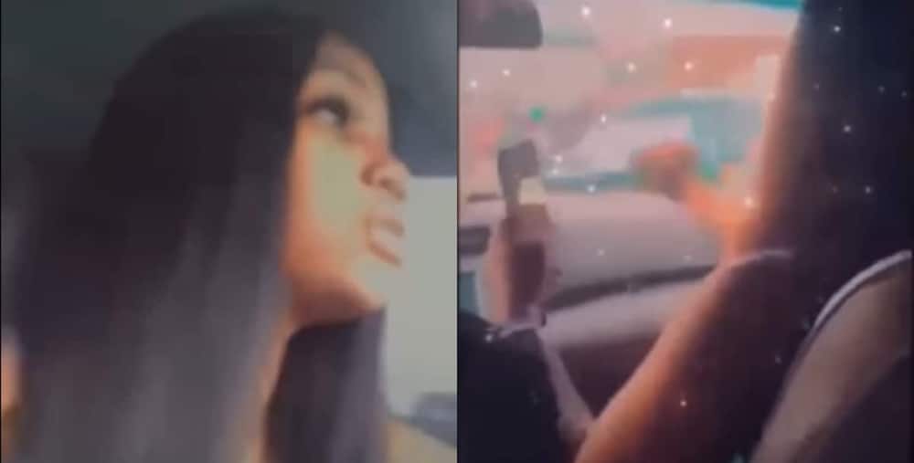 Collage showing lady faking driving