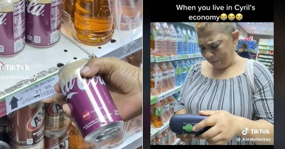 Older woman shook by canned coke