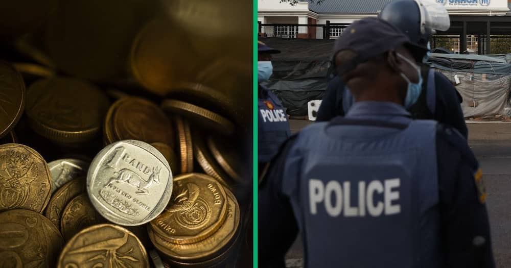 Collage image of coins and SAPS members