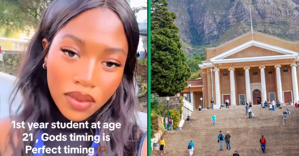 A young lady posted a TikTok video celebrating starting university at 21. She said God's timing is perfect.
