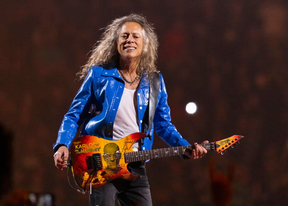 Kirk Hammett of Metallica performs at Ford Field