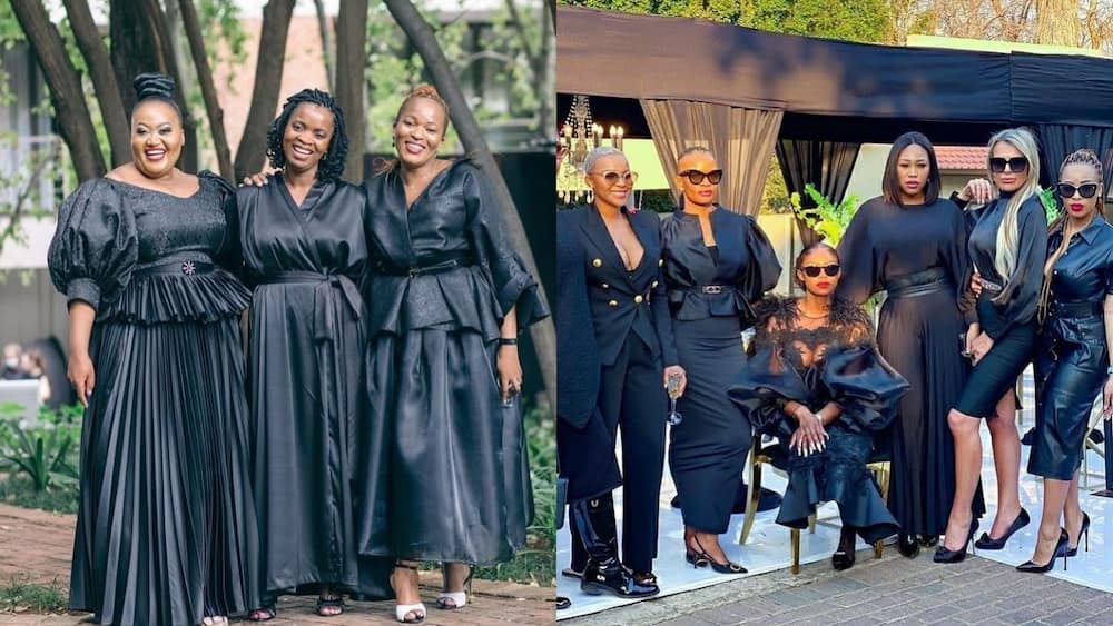 Ladies in black funeral outfits