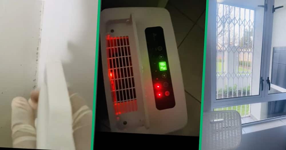 TikTok video of woman fighting mould with dehumidifier