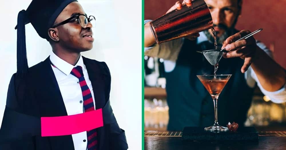 A North-West University psychology cum laude graduate shared a TikTok video on how he ended up working as a bartender.