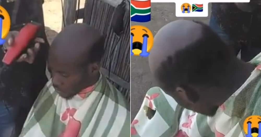 Man's hair cut interrupted by loadshedding