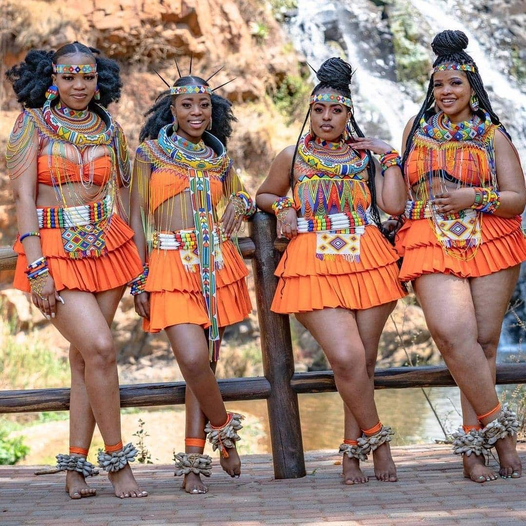 Zulu Girls in Traditional Dresses