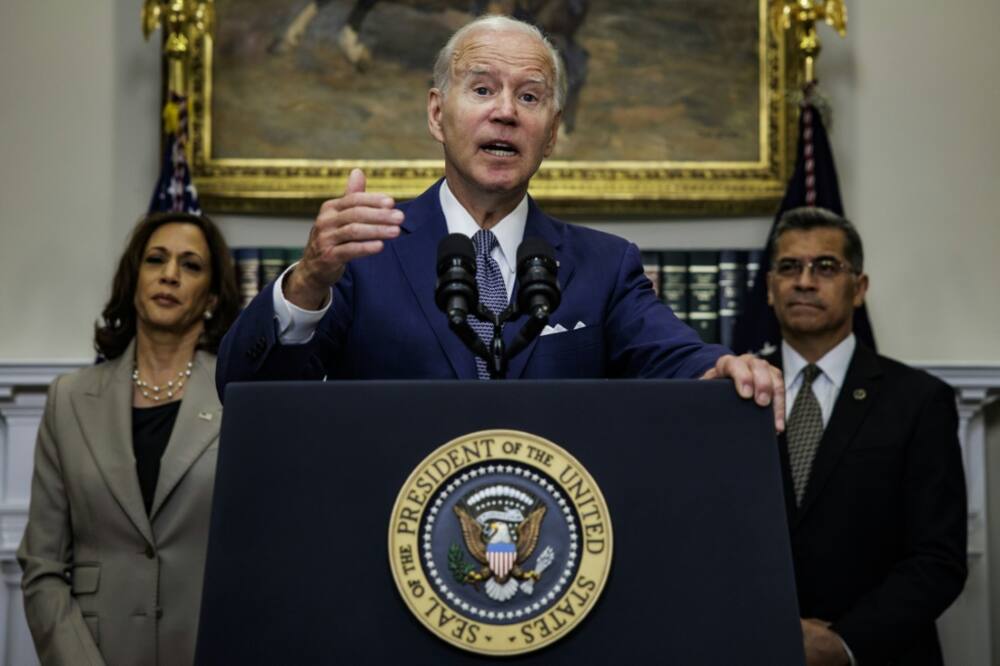 US President Joe Biden speaks before signing an executive order protecting access to reproductive health care services, in the Roosevelt Room of the White House US President Joe Biden speaks before signing an executive order protecting access to reproductive health care services, in the Roosevelt Room of the White House