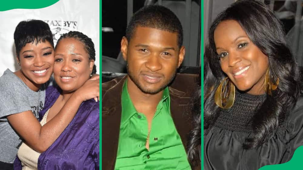Keke Palmer (L) and her mother in 2015 Usher (C) in 2007. Tameka Foster (R) in 2007
