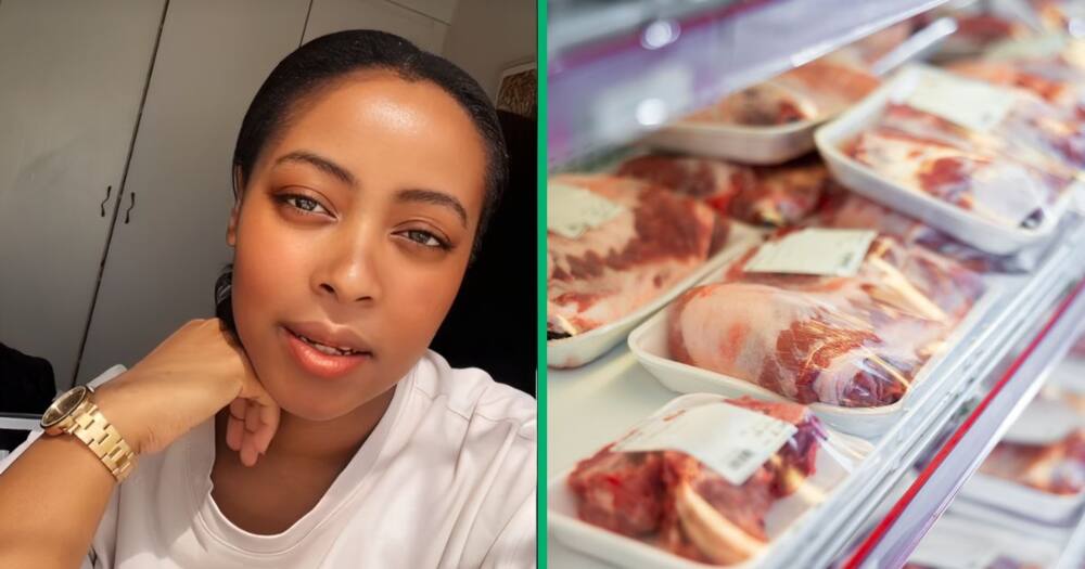 A woman shared a video on TikTok showing her groceries worth R4000 from Meat World