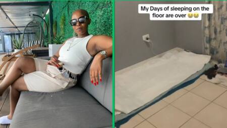 Woman from Johannesburg finally affords a bed after many nights of sleeping on the floor