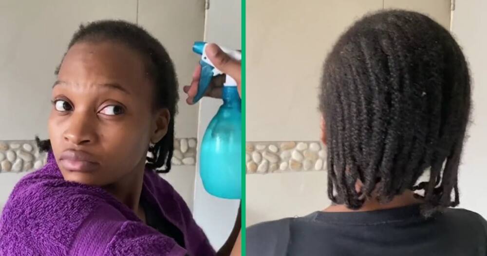 A woman untangled her cornrows