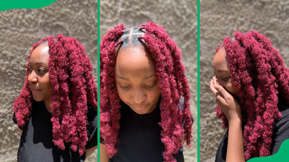 Red chunky butterfly locs