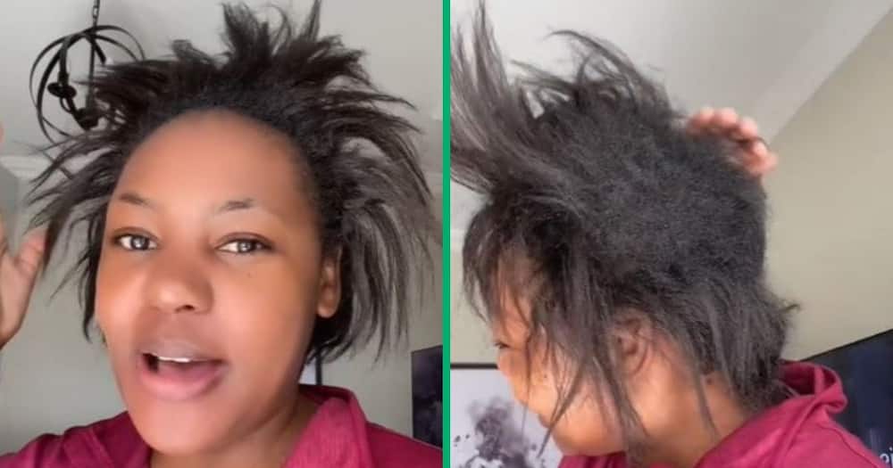 TikTok video of woman after trying relaxer